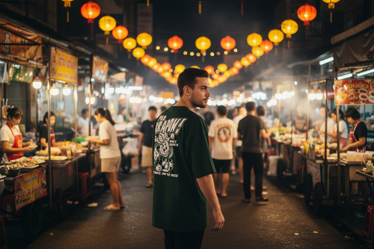 THAITOWN- PAD KRAPOW!! OVERSIZED TEE CREAM